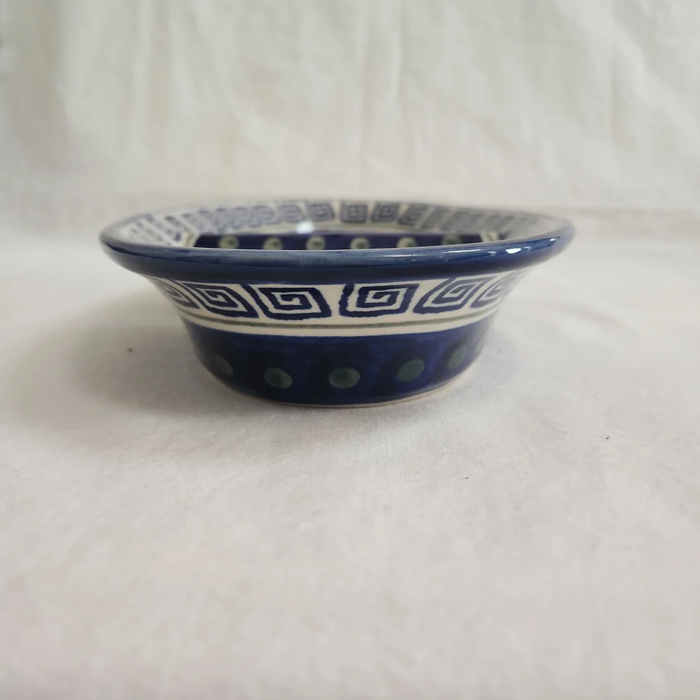 Boleslawiec Blue and Green Polish Pottery Divided Dish